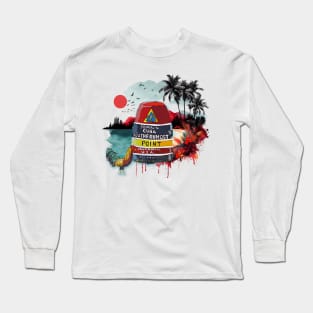 Key West Southern Most Point Marker with Cuban background - WelshDesigns Long Sleeve T-Shirt